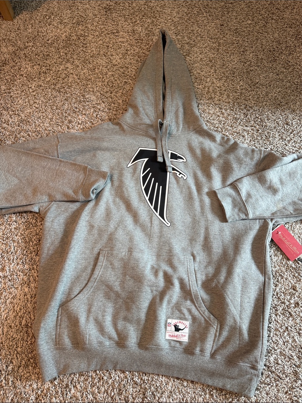 Mitchell & Ness Gray Hoodie with Black Falcons Logo
